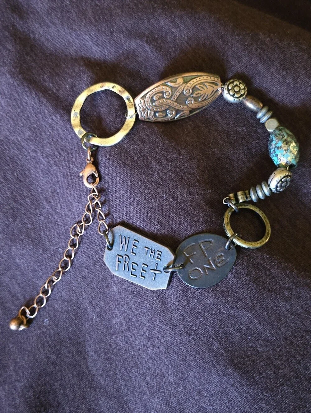 Upcycled/Redone Free People Tags Bracelet
